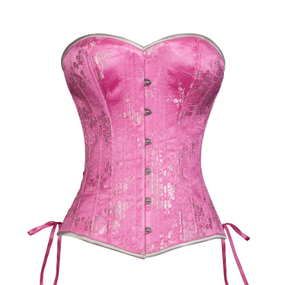 Pink Silver Cherry Blossom Overbust, Slim Silhouette, Regular