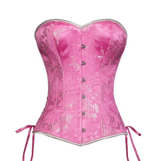 Pink Silver Cherry Blossom Overbust, Slim Silhouette, Regular
