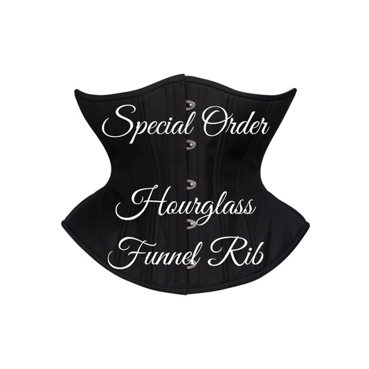 Hourglass Funnel Rib Underbust Corset, UFR, special order, any fabric