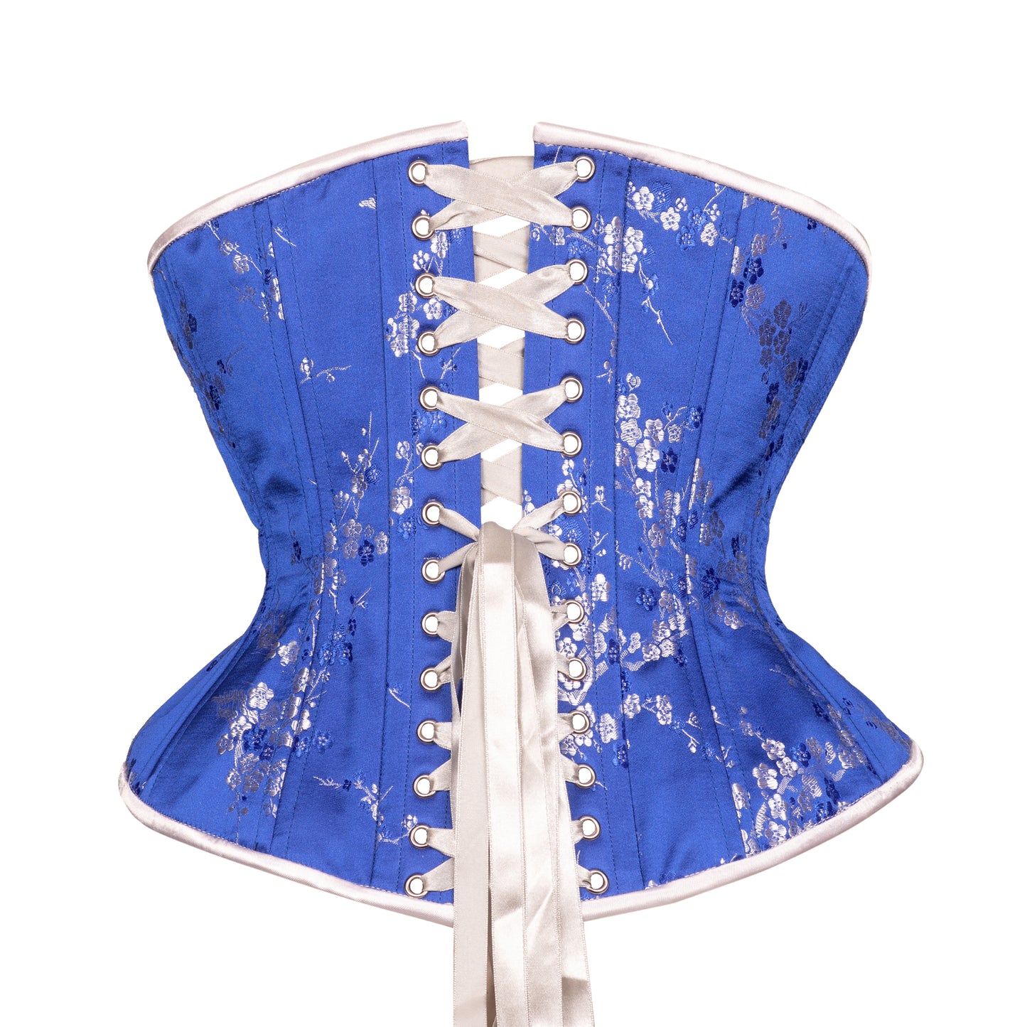 NEW! (UFR) Cobalt Silver Blossom Corset, Hourglass Silhouette, Funnel, Regular