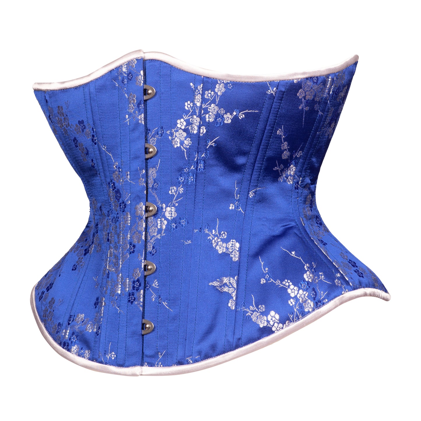 NEW! (UFR) Cobalt Silver Blossom Corset, Hourglass Silhouette, Funnel, Regular