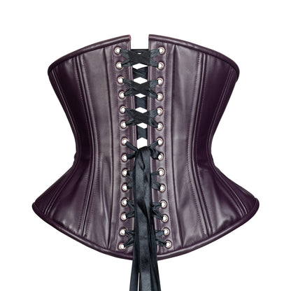 NEW! (UFR) Rich Plum Leather Corset, Hourglass Silhouette, Funnel, Regular