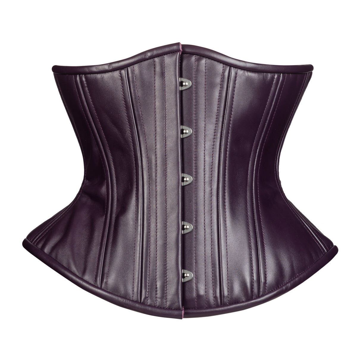 NEW! (UFR) Rich Plum Leather Corset, Hourglass Silhouette, Funnel, Regular