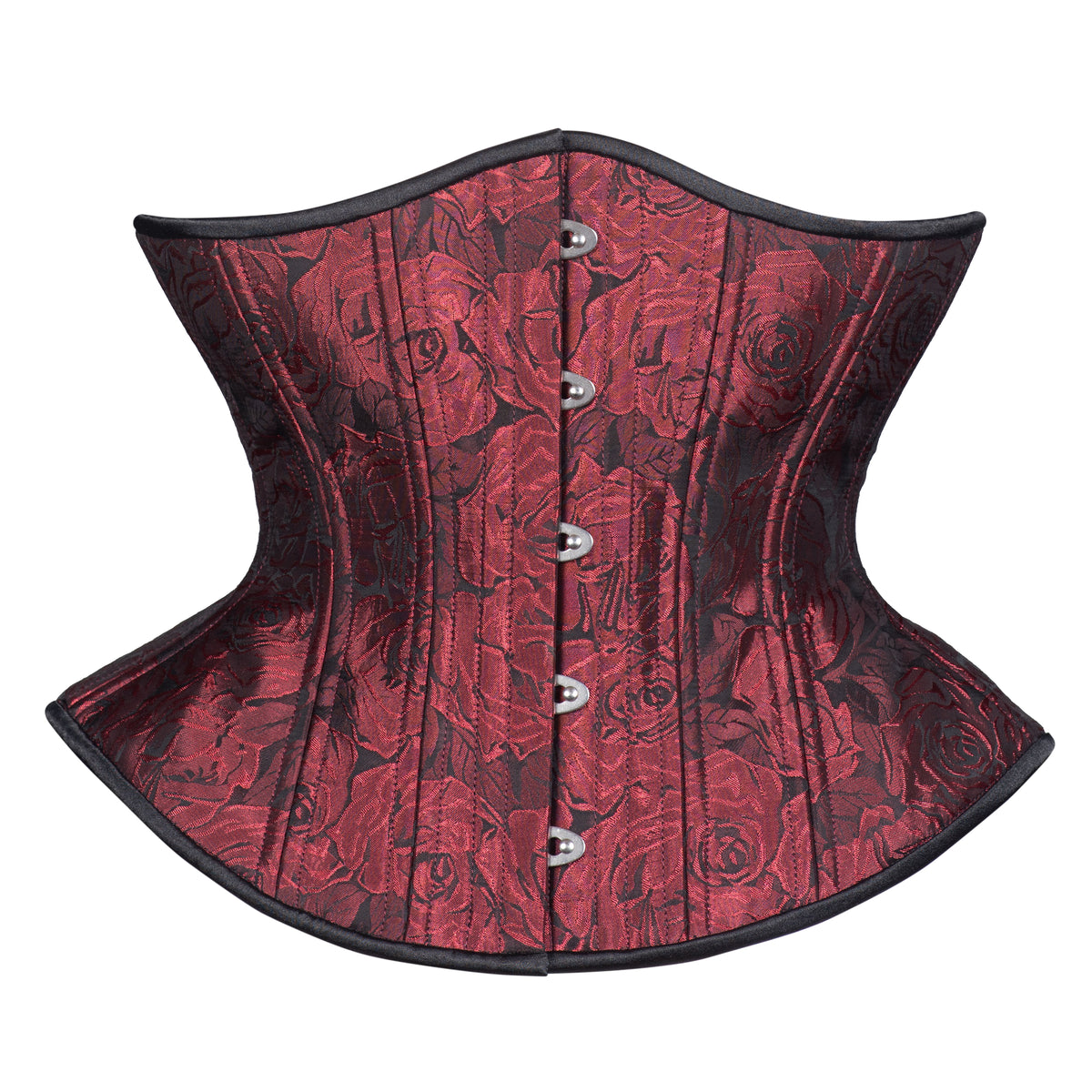 (UFR) Red Rose Textured Corset, Hourglass Silhouette, Funnel, Regular