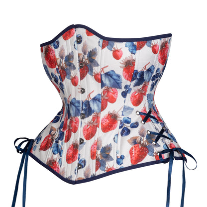 Berry Sweet Cotton Corset, Hourglass Silhouette, Long