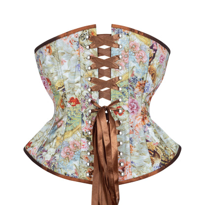 Garden Peacocks Corset, Hourglass Silhouette, Regular