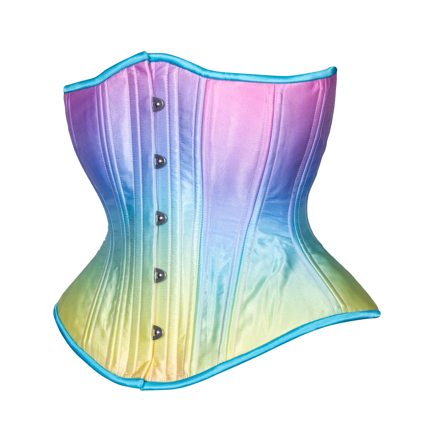 Rainbow Satin Corset, Hourglass Silhouette, Regular