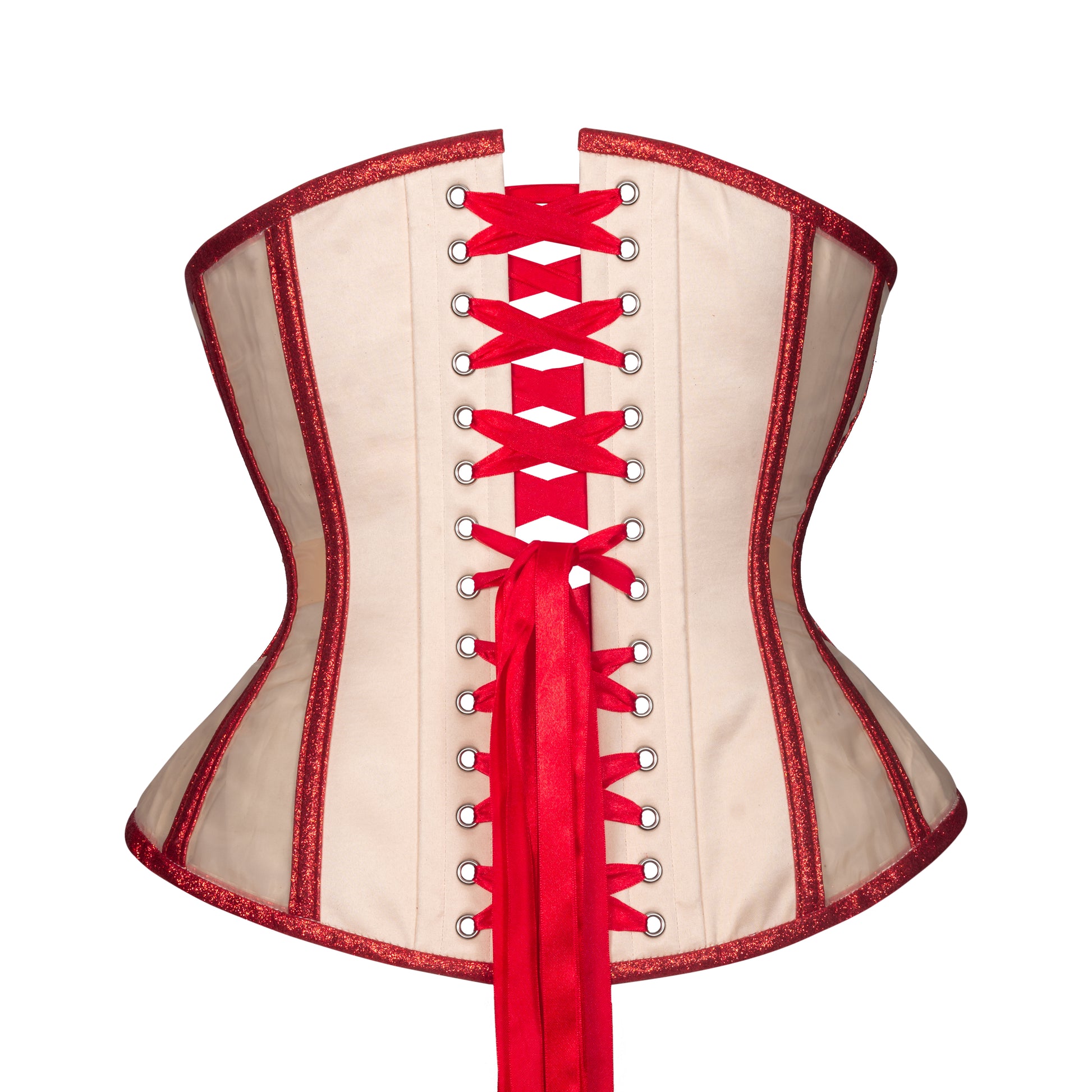 Ruby Glitter Mesh Corset, Hourglass Silhouette, Regular