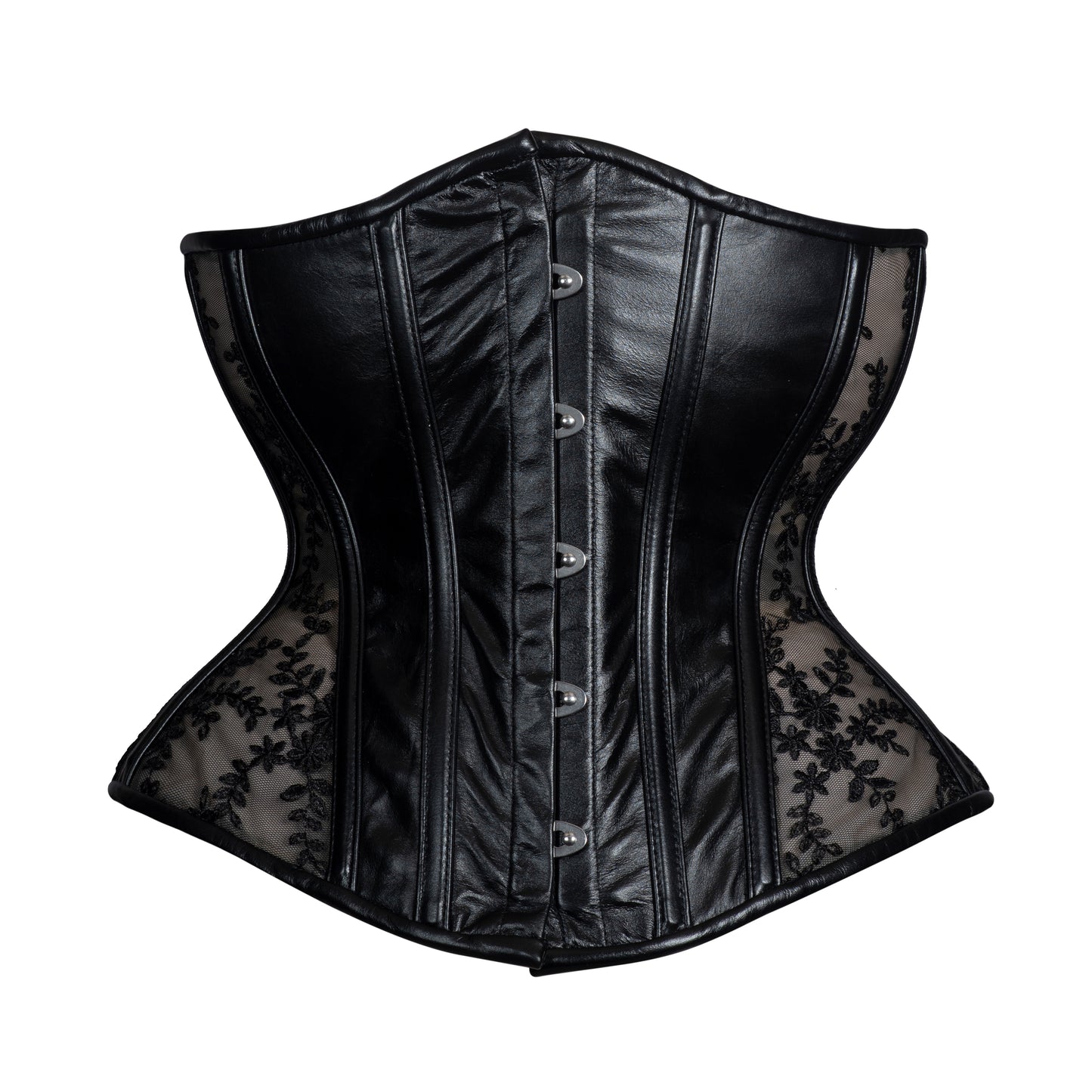 Leather and Lace Corset, Hourglass Silhouette, Regular