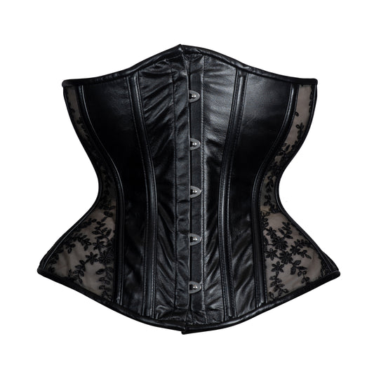 Leather and Lace Corset, Hourglass Silhouette, Regular