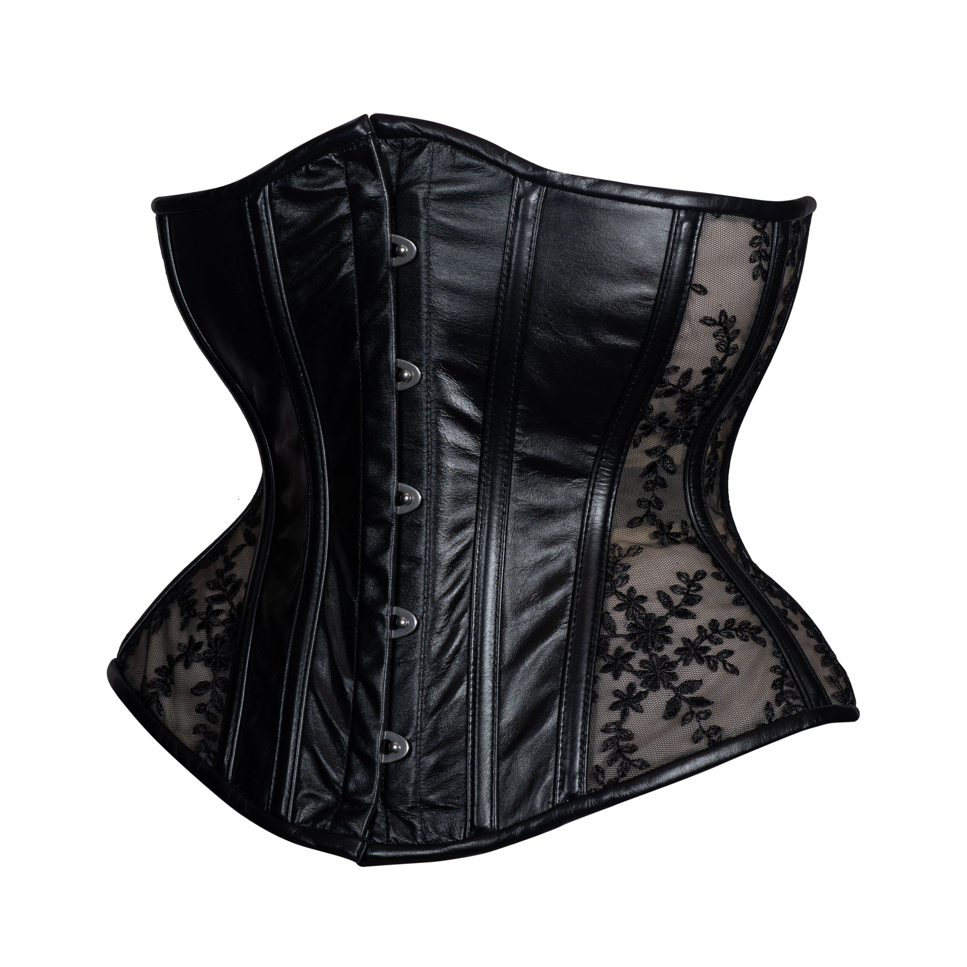 Leather and Lace Corset, Hourglass Silhouette, Regular