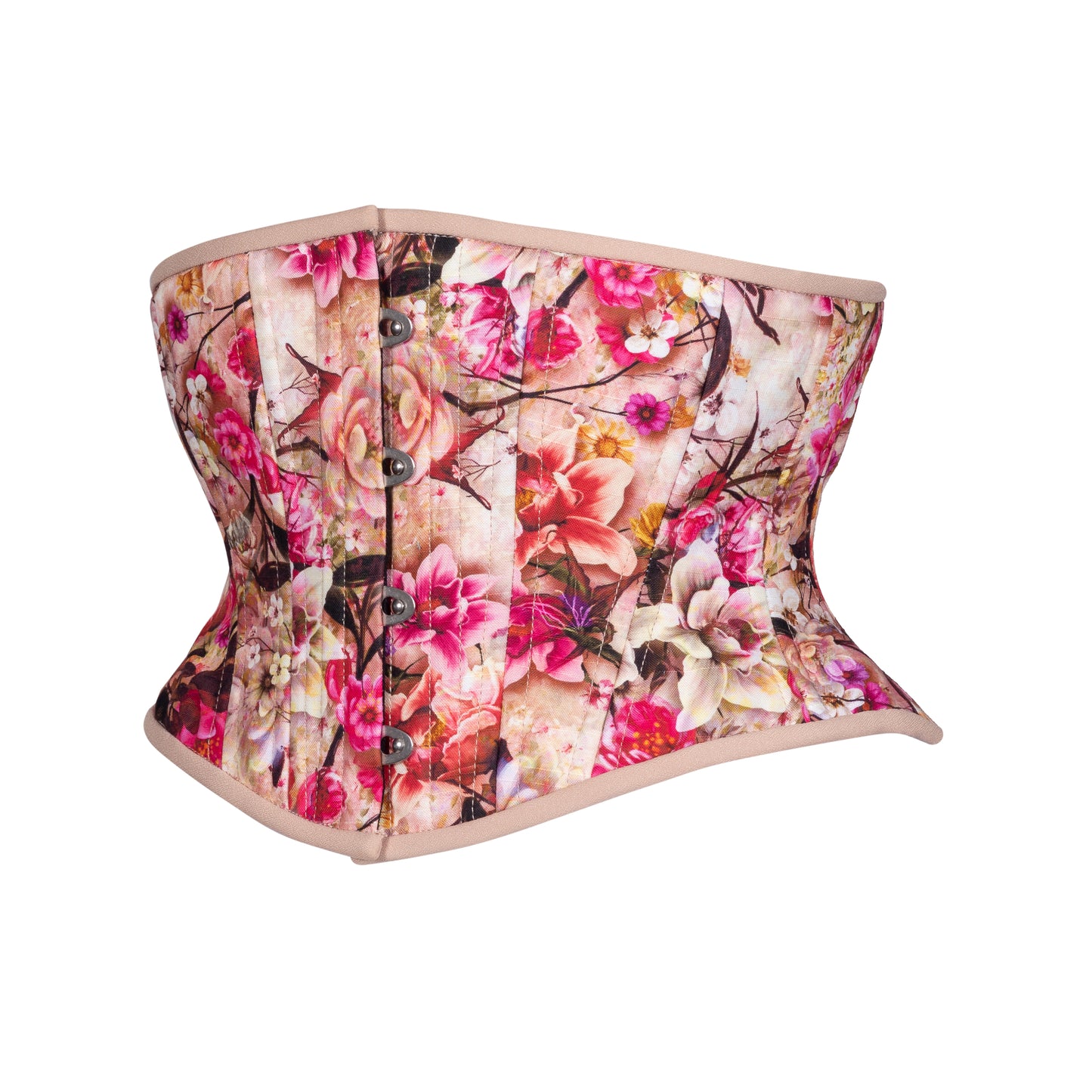 Cerise Bouquet Corset, Hourglass Silhouette, Short