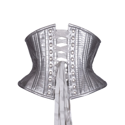 Valkyrie in Silver Corset, Hourglass Silhouette, Short