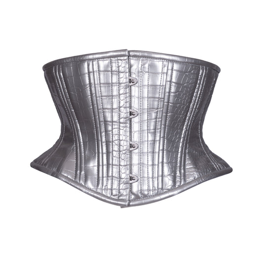 Valkyrie in Silver Corset, Hourglass Silhouette, Short