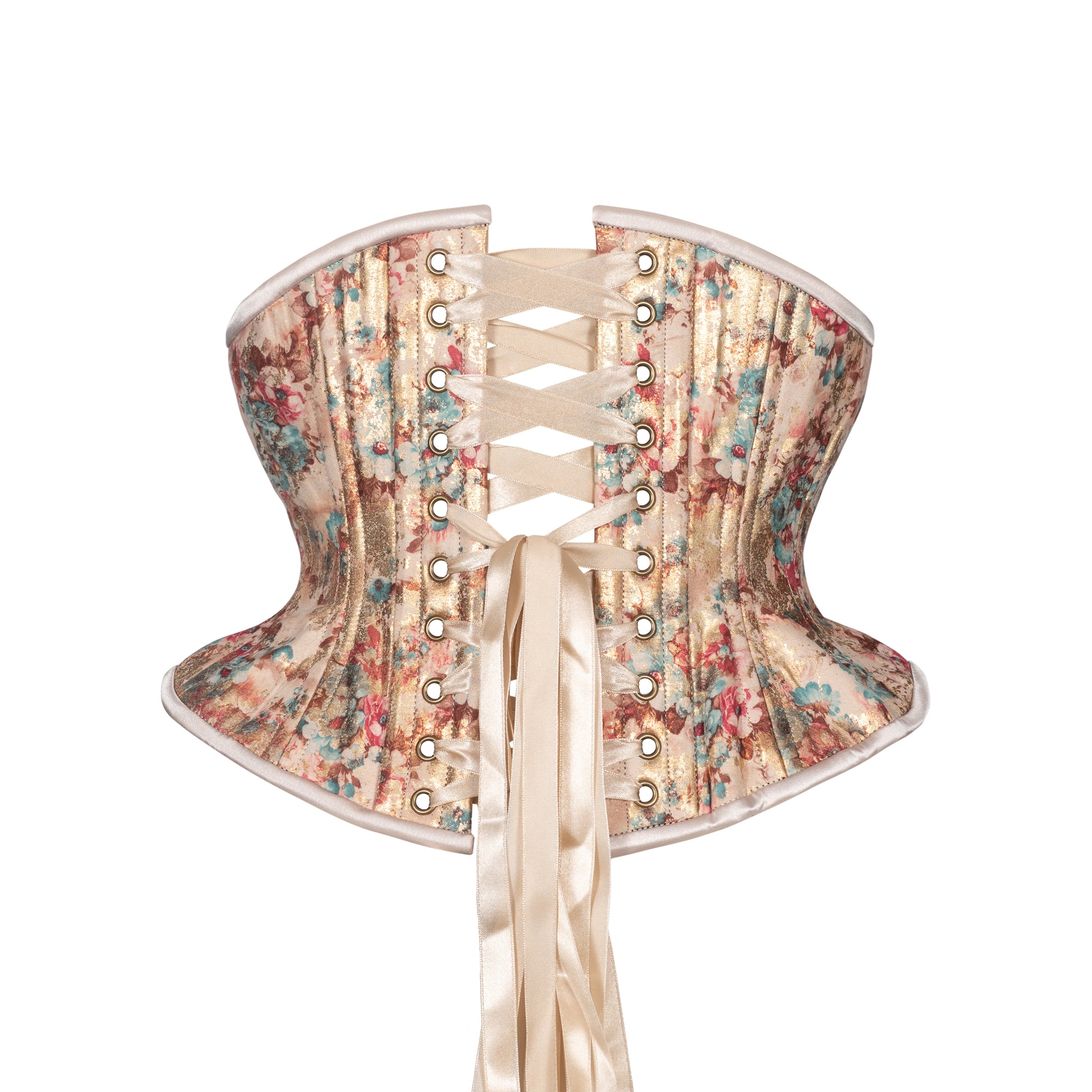 Floral Shimmer in Pastel Corset, Hourglass Silhouette, Short