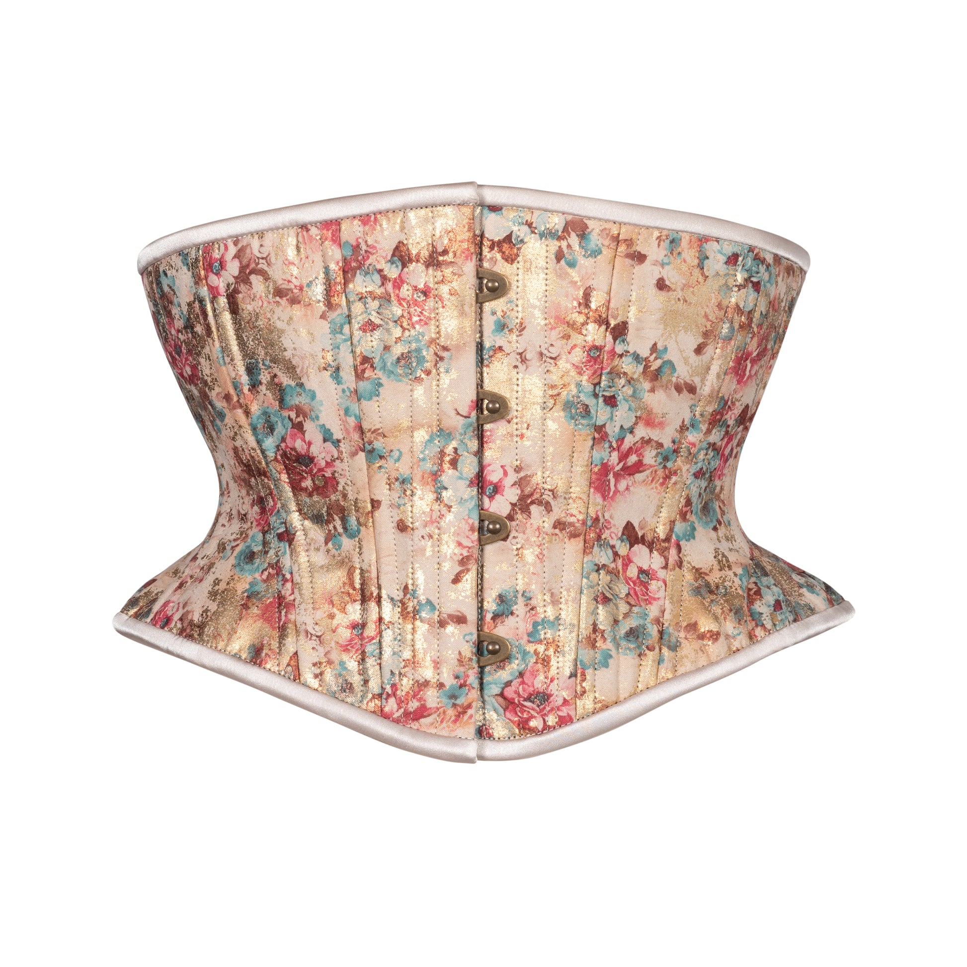 Floral Shimmer in Pastel Corset, Hourglass Silhouette, Short