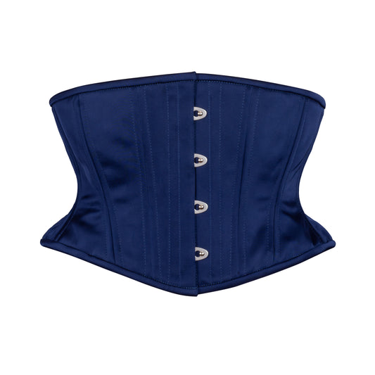 Midnight Satin Corset, Hourglass Silhouette, Short