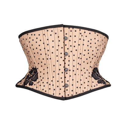 Black Dots on Beige Corset, Hourglass Silhouette, Short