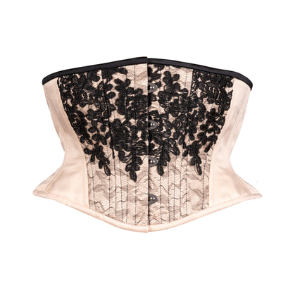 Black Lace Cascade Corset, Hourglass Silhouette, Short