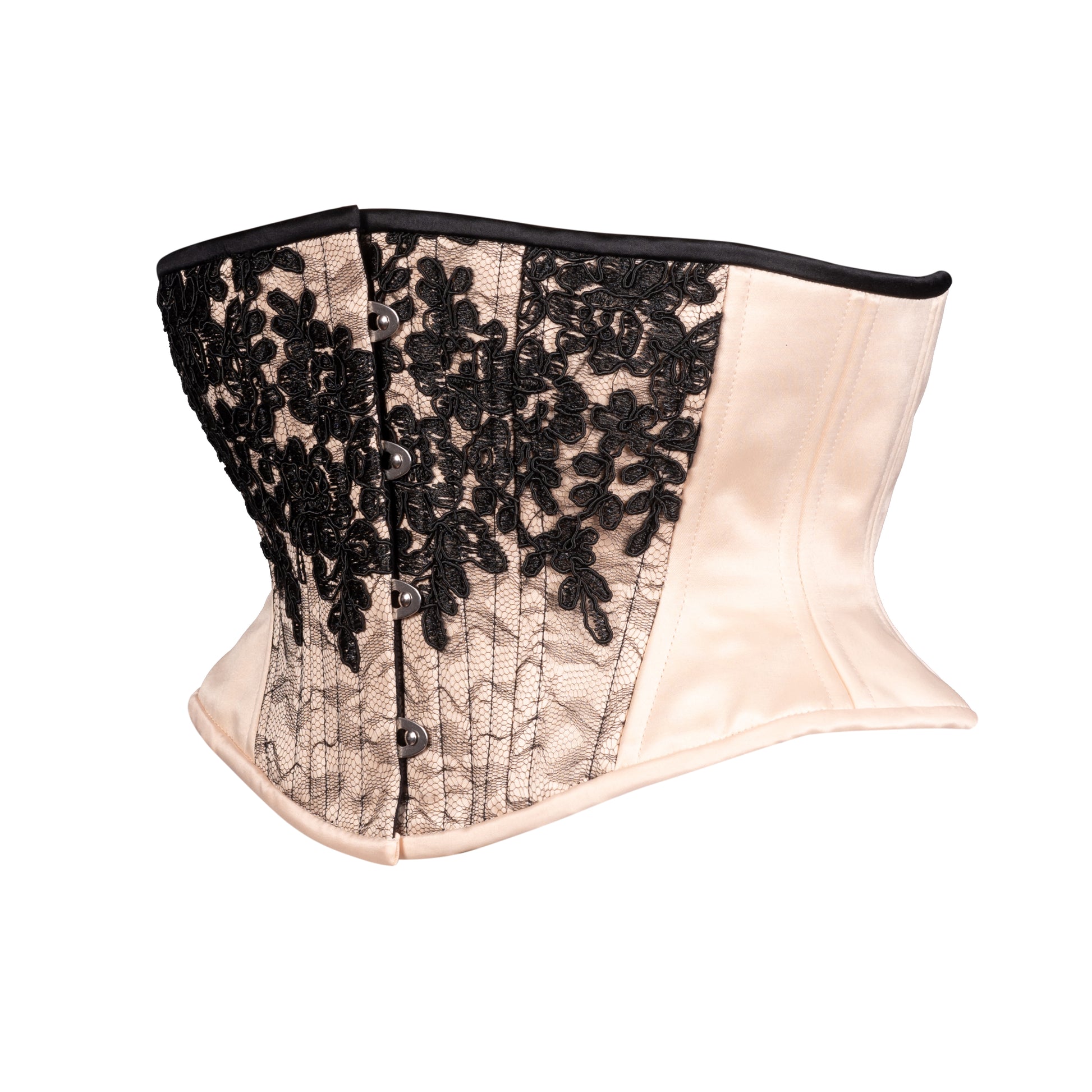 Black Lace Cascade Corset, Hourglass Silhouette, Short