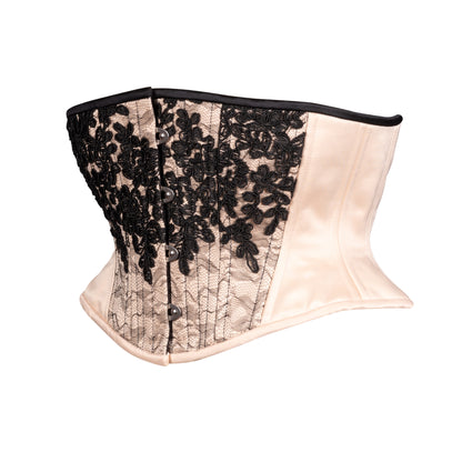 Black Lace Cascade Corset, Hourglass Silhouette, Short