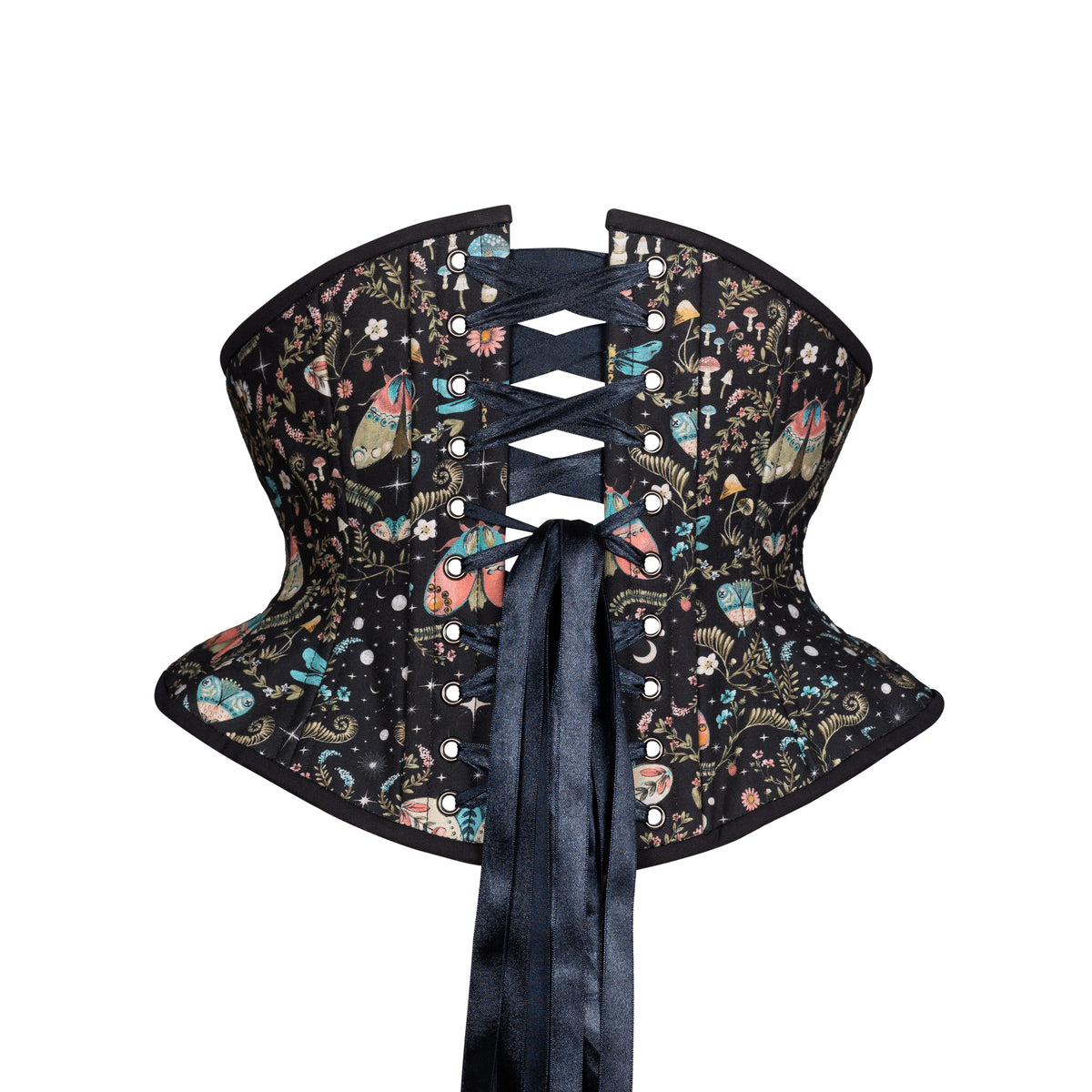 Moths at Night Corset, Hourglass Silhouette, Short