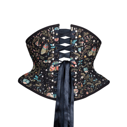 Moths at Night Corset, Hourglass Silhouette, Short