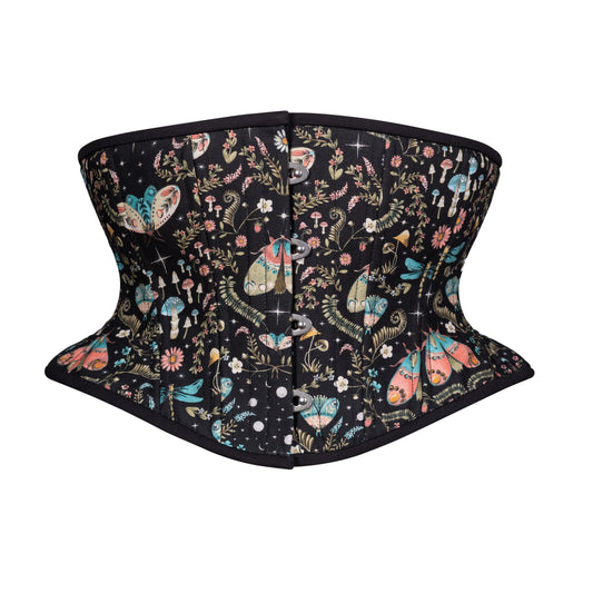Moths at Night Corset, Hourglass Silhouette, Short