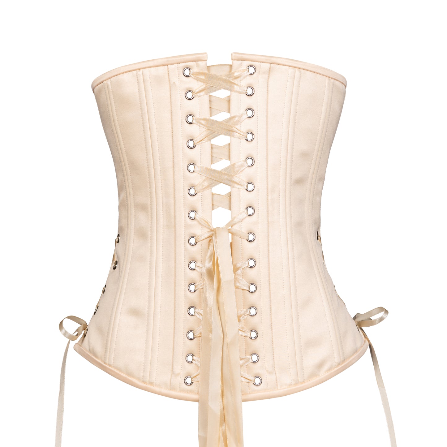 Buttermilk Satin Corset, Slim Silhouette, Long