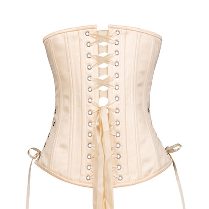 Buttermilk Satin Corset, Slim Silhouette, Long