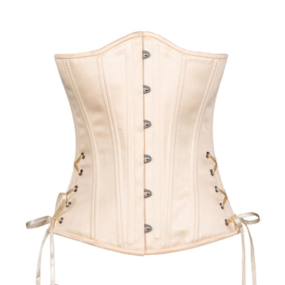 Buttermilk Satin Corset, Slim Silhouette, Long