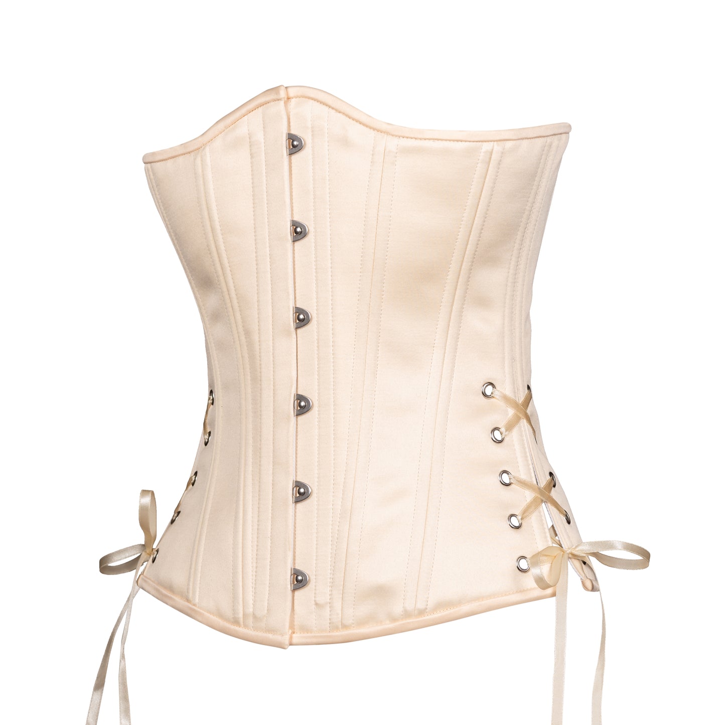 Buttermilk Satin Corset, Slim Silhouette, Long