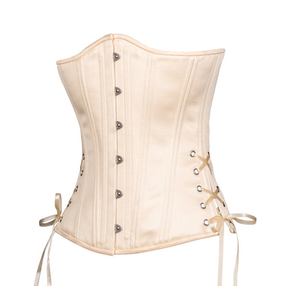 Buttermilk Satin Corset, Slim Silhouette, Long
