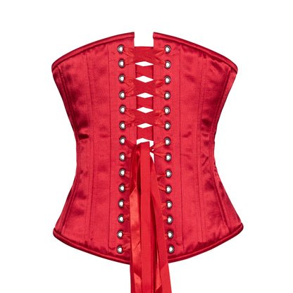 Summer Red Satin Corset, Slim Silhouette, Regular