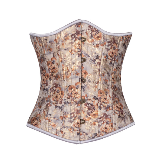 Custom Rococco rose conical rib underbust corset -MF1359