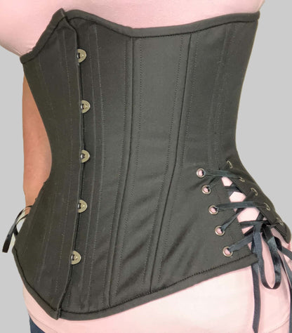 Black Cashmere Corset w/ Hip Ties, Slim Silhouette, Regular