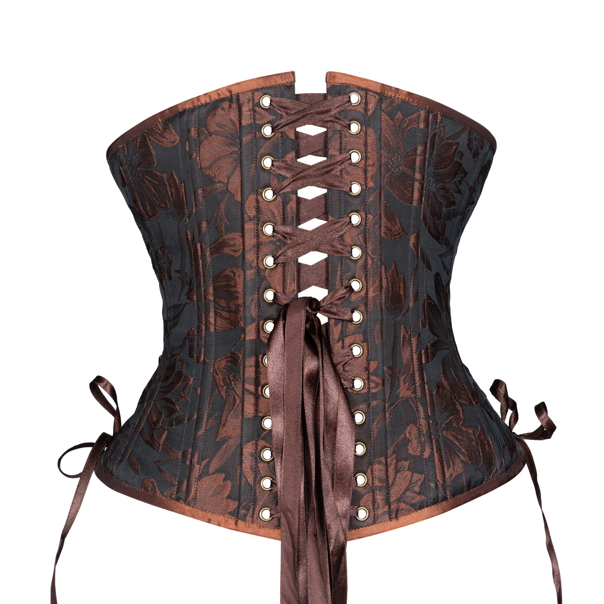 Embossed Floral in Copper Corset w/ Hip Ties, Slim Silhouette, Regular