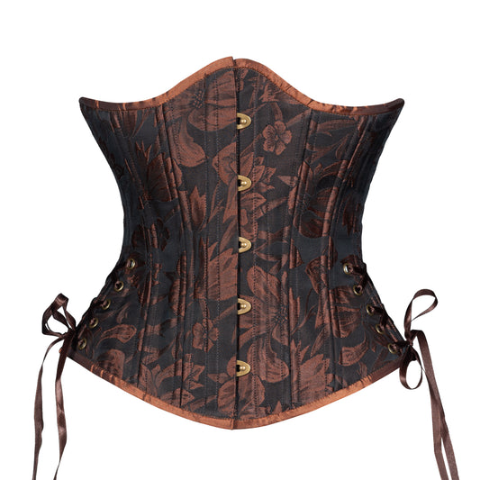Embossed Floral in Copper Corset w/ Hip Ties, Slim Silhouette, Regular