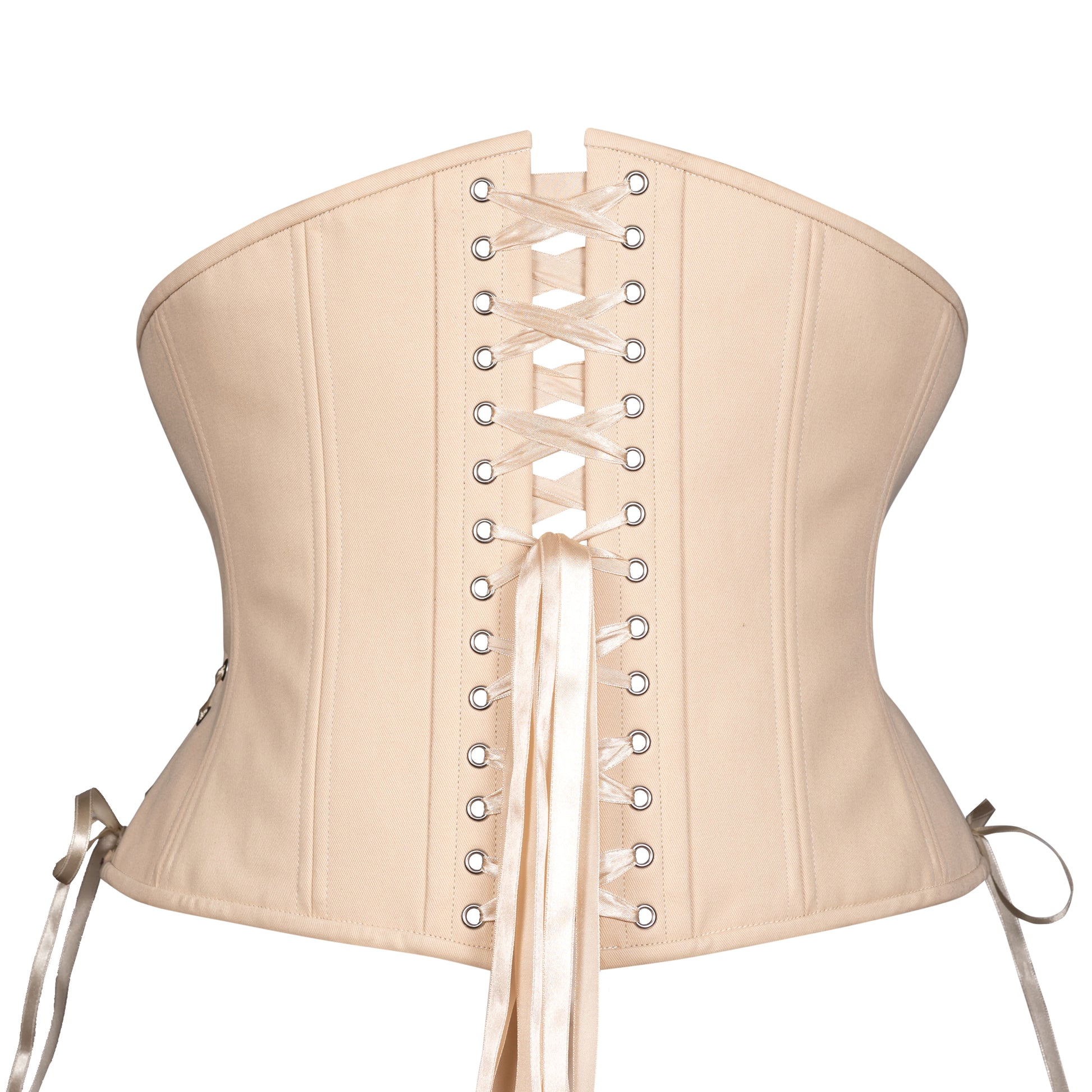 Beige Cotton Corset w/ Hip Ties, Slim Silhouette, Regular