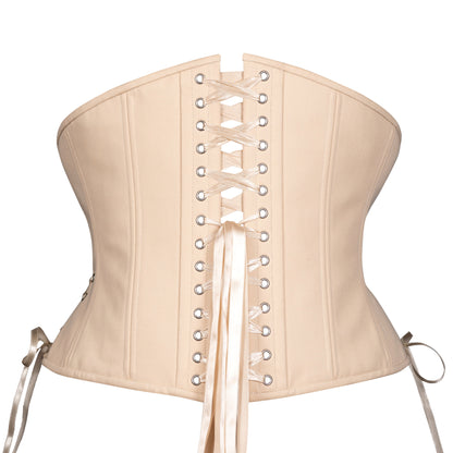 Beige Cotton Corset w/ Hip Ties, Slim Silhouette, Regular