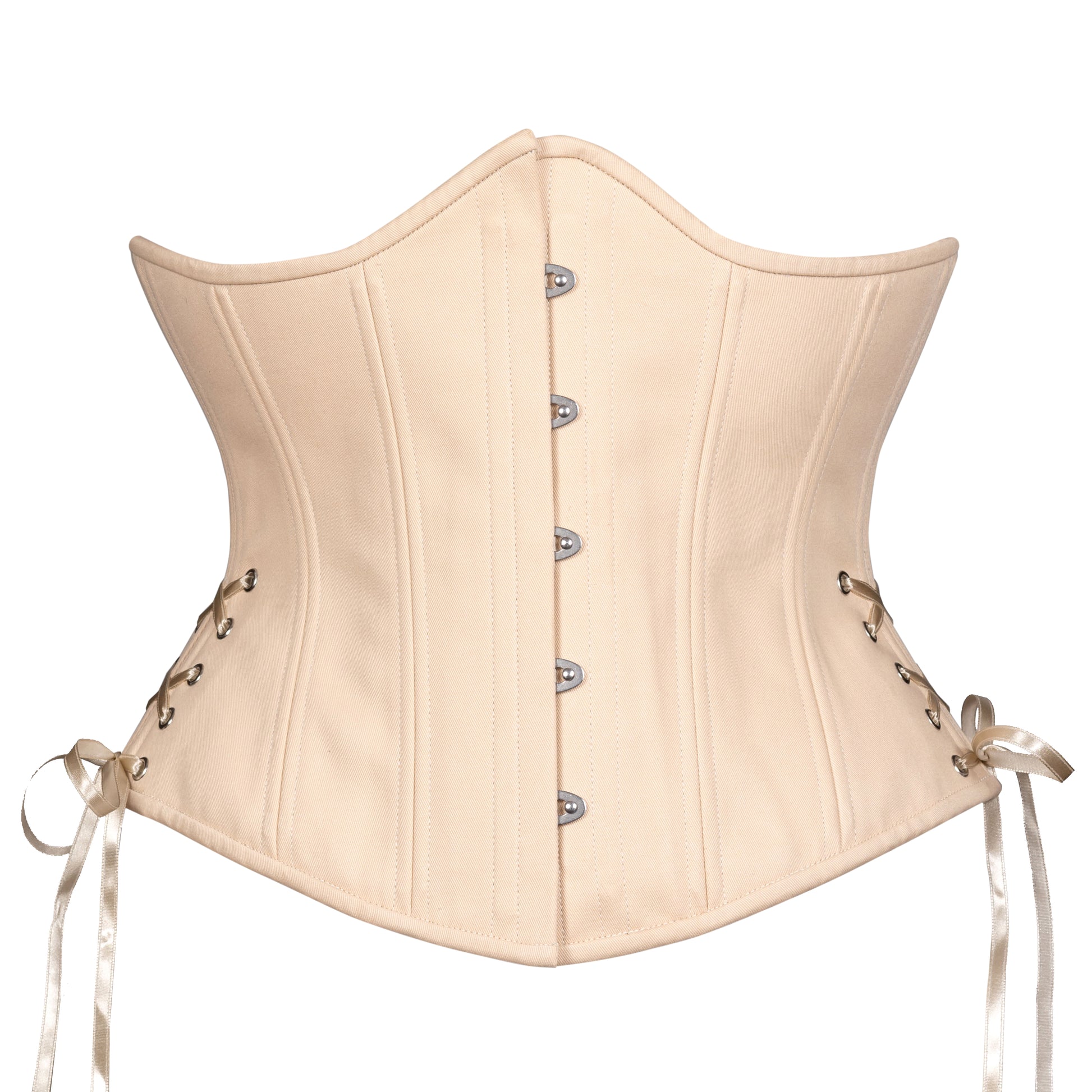 Beige Cotton Corset w/ Hip Ties, Slim Silhouette, Regular
