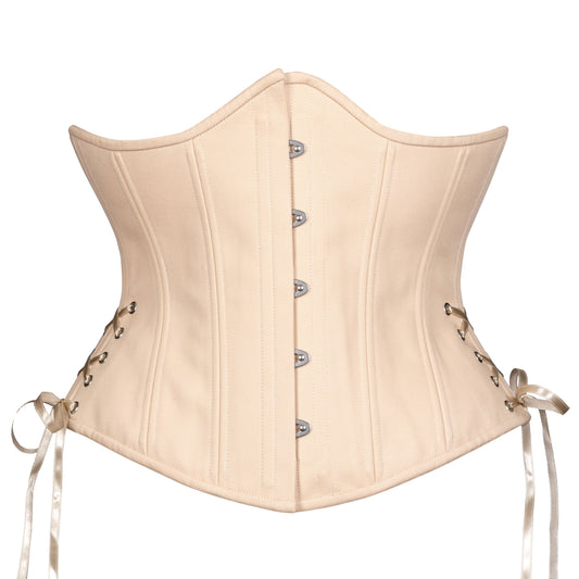 Beige Cotton Corset w/ Hip Ties, Slim Silhouette, Regular