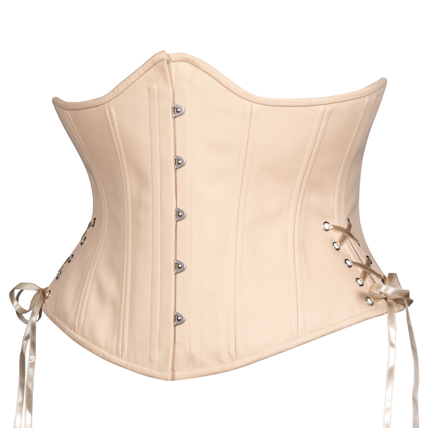 Beige Cotton Corset w/ Hip Ties, Slim Silhouette, Regular