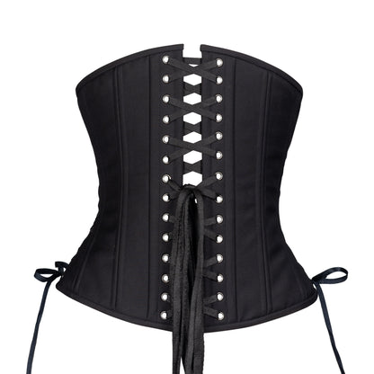 Black Cashmere Corset w/ Hip Ties, Slim Silhouette, Regular