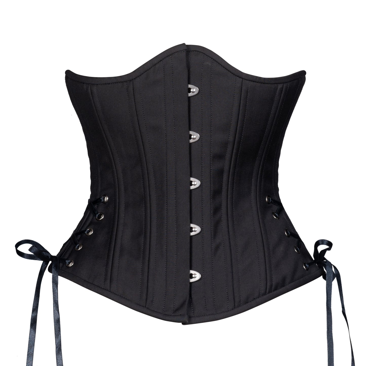Black Cashmere Corset w/ Hip Ties, Slim Silhouette, Regular