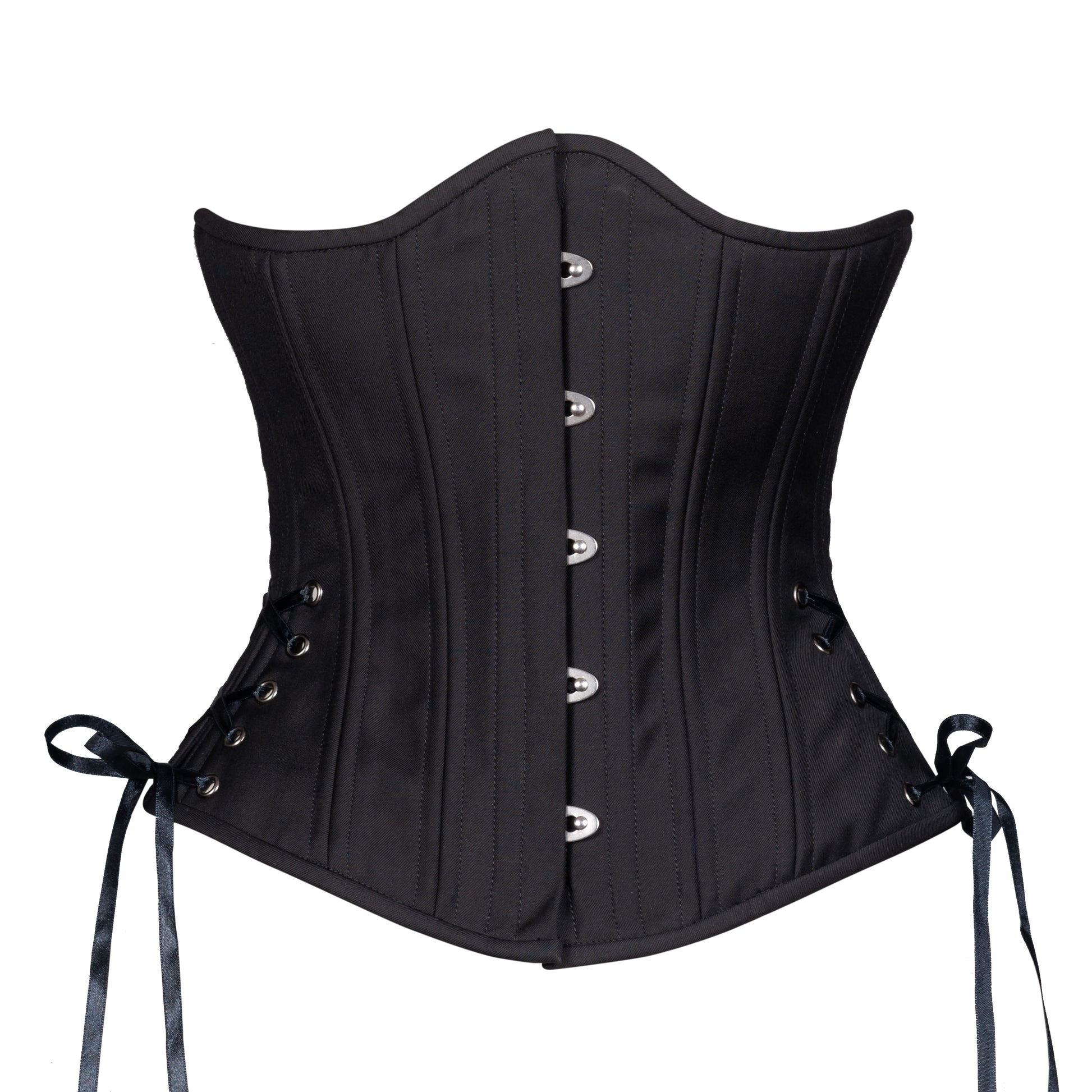 Black Cashmere Corset w/ Hip Ties, Slim Silhouette, Regular