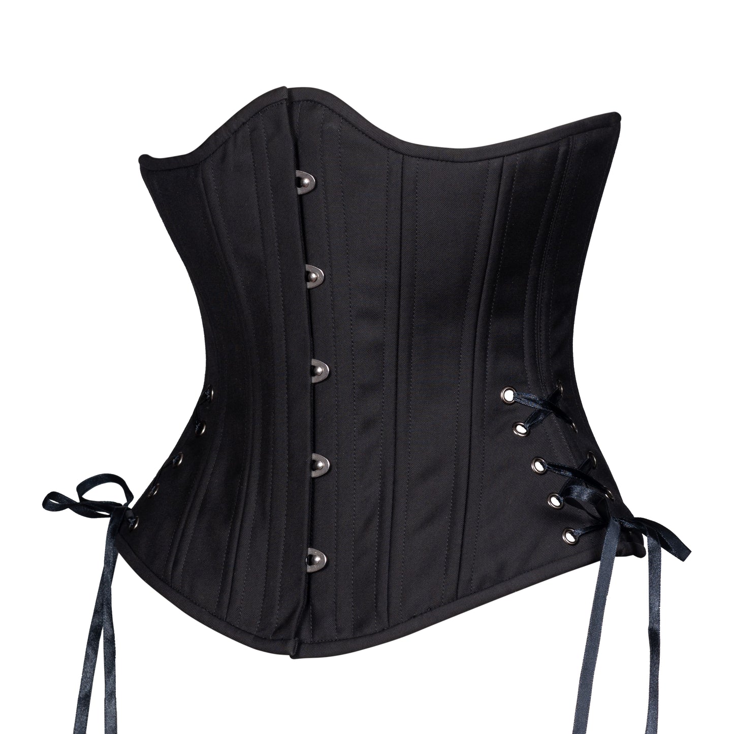 Black Cashmere Corset w/ Hip Ties, Slim Silhouette, Regular