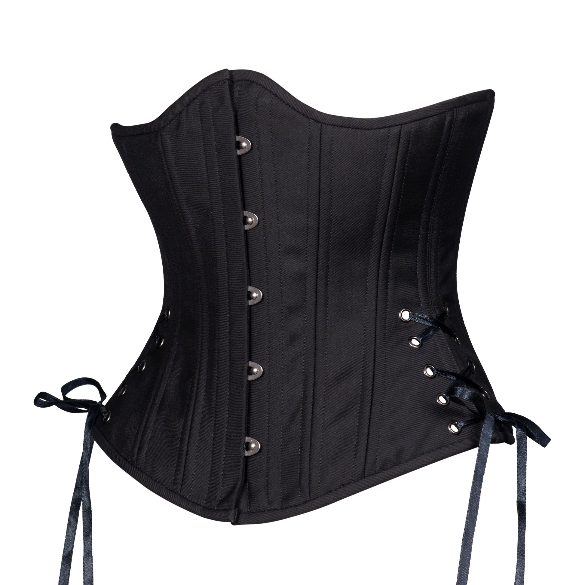 Black Cashmere Corset w/ Hip Ties, Slim Silhouette, Regular