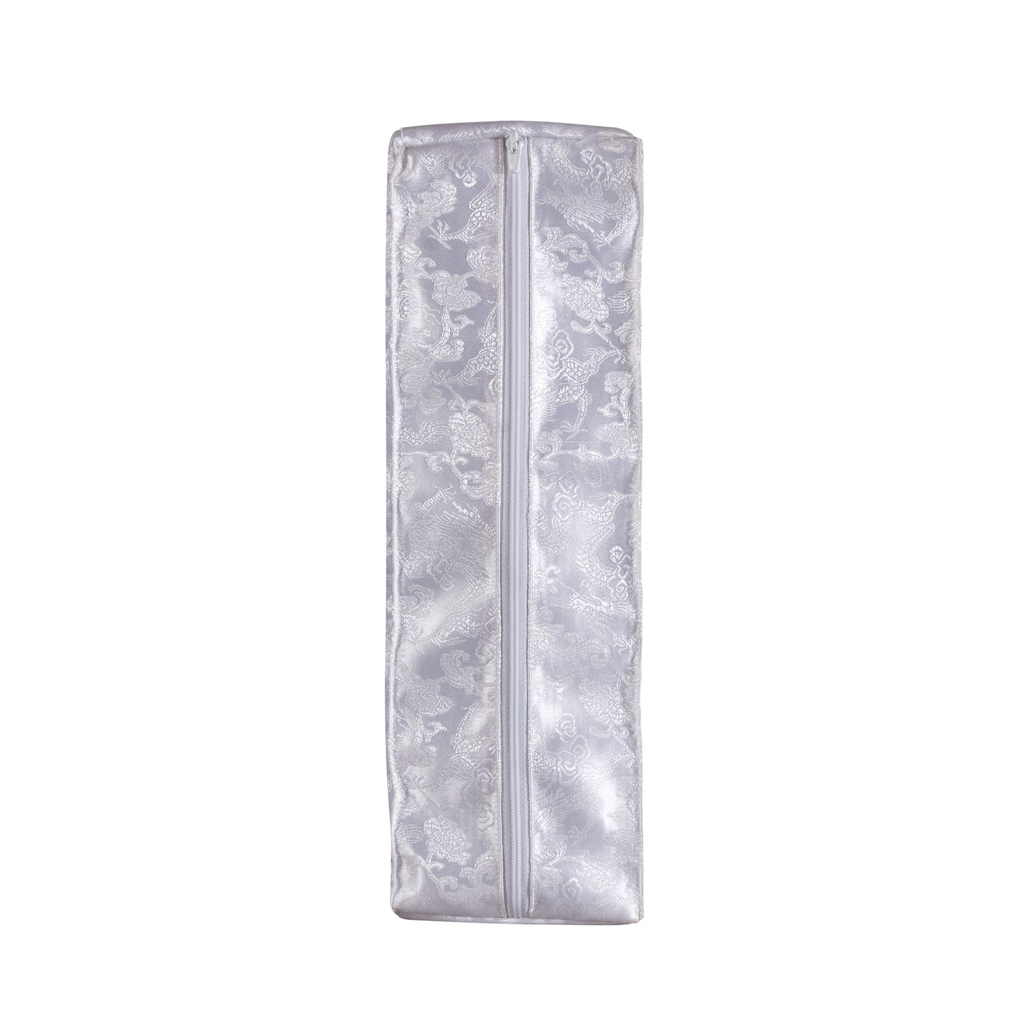 White brocade premium corset storage bag, front view