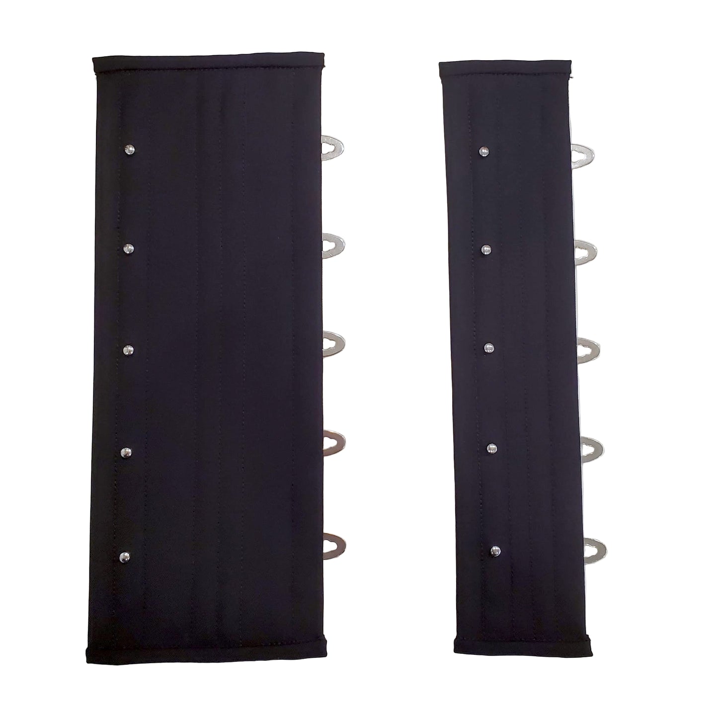 Black Cashmere Expander panels in two different widths, 2 inches wide and 4 inches wide, regular underbust length (10 inch busk)